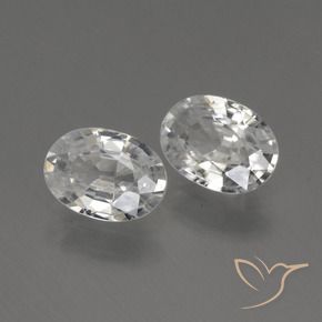 2.25 ctw White Zircon Stones, Natural Zircon in Oval Facet Shape for Sale