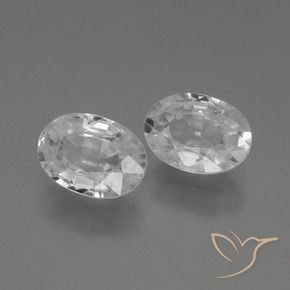 2.30 ctw White Zircon Stones, Natural Zircon in Oval Facet Shape for Sale