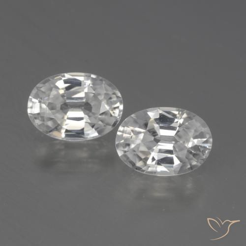 2.34 ct White Zircon, 7 x 5 mm Oval Cut From Cambodia, Photo A