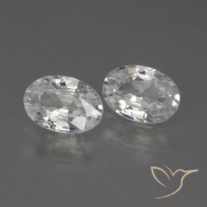 2.21 ctw White Zircon Stones, Natural Zircon in Oval Facet Shape for Sale