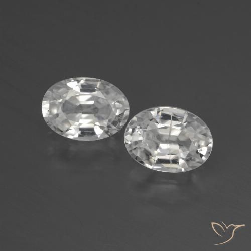 2.46 ct White Zircon, 7.1 x 5 mm Oval Cut From Cambodia, Photo A