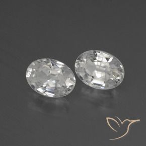 2.46 ctw White Zircon Stones, Natural Zircon in Oval Facet Shape for Sale