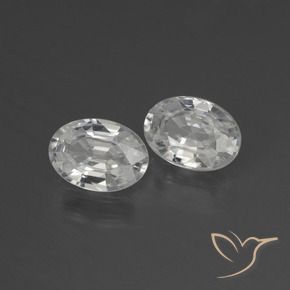 2.28 ctw White Zircon Stones, Natural Zircon in Oval Facet Shape for Sale