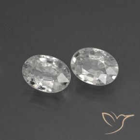 2.42 ctw White Zircon Stones, Natural Zircon in Oval Facet Shape for Sale