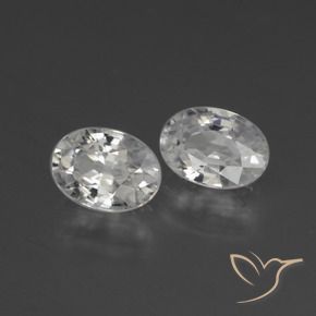 2.56 ctw White Zircon Stones, Natural Zircon in Oval Facet Shape for Sale