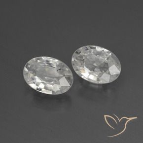 2.29 ctw White Zircon Stones, Natural Zircon in Oval Facet Shape for Sale