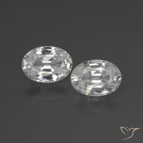 2.3 ct White Zircon, 7 x 5 mm Oval Cut From Cambodia, Photo A