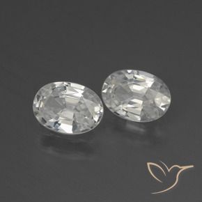 2.30 ctw White Zircon Stones, Natural Zircon in Oval Facet Shape for Sale