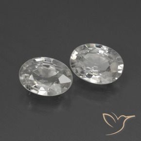 2.11 ctw White Zircon Stones, Natural Zircon in Oval Facet Shape for Sale