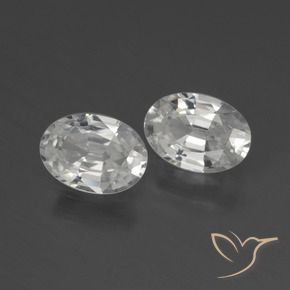 2.04 ctw White Zircon Stones, Natural Zircon in Oval Facet Shape for Sale