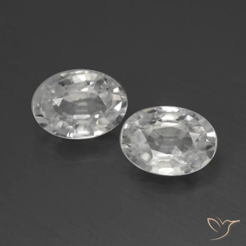 2.39 ct White Zircon, 7.1 x 5.1 mm Oval Cut From Cambodia, Photo A