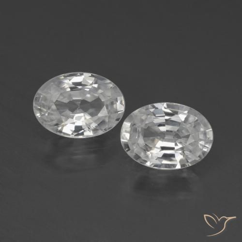2.24 ct White Zircon, 7 x 5 mm Oval Cut From Cambodia, Photo A
