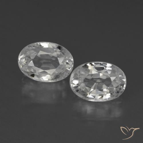 2.86 ct White Zircon, 7.1 x 5 mm Oval Cut From Cambodia, Photo A