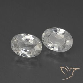 2.38 ctw White Zircon Stones, Natural Zircon in Oval Facet Shape for Sale