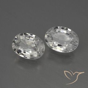 2.28 ctw White Zircon Stones, Natural Zircon in Oval Facet Shape for Sale