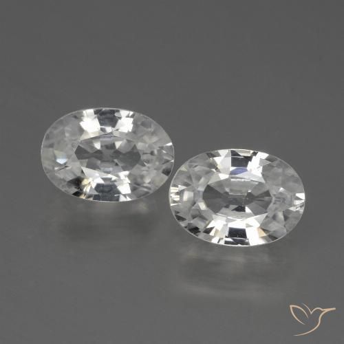 2.37 ct White Zircon, 7.1 x 5.1 mm Oval Cut From Cambodia, Photo A