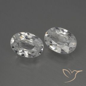 2.29 ctw White Zircon Stones, Natural Zircon in Oval Facet Shape for Sale