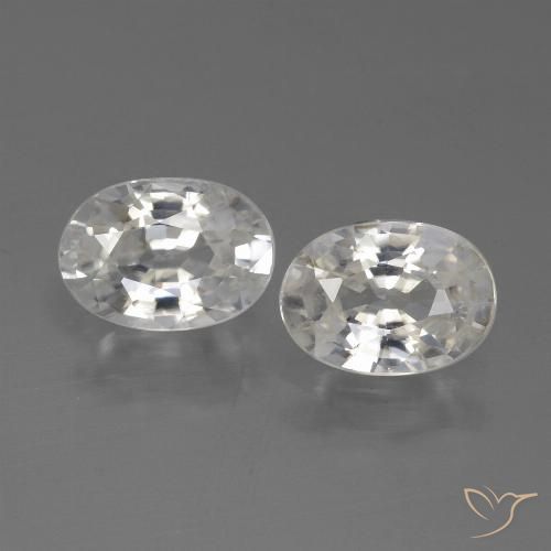 2.30 ctw White Zircon Gemstones, Zircon Gems in Oval Facet Shape for Sale.