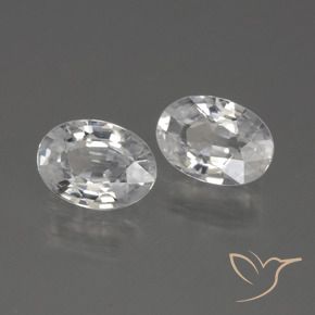 2.33 ctw White Zircon Stones, Natural Zircon in Oval Facet Shape for Sale