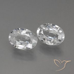 2.37 ctw White Zircon Stones, Natural Zircon in Oval Facet Shape for Sale