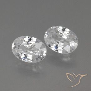 2.27 ctw White Zircon Stones, Natural Zircon in Oval Facet Shape for Sale