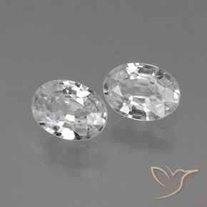 2.16 ctw White Zircon Stones, Natural Zircon in Oval Facet Shape for Sale