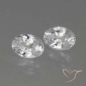 2.35 ctw White Zircon Stones, Natural Zircon in Oval Facet Shape for Sale