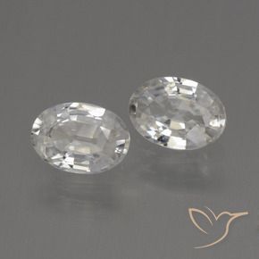 2.21 ctw White Zircon Stones, Natural Zircon in Oval Facet Shape for Sale