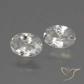2.30 ctw White Zircon Stones, Natural Zircon in Oval Facet Shape for Sale