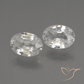 2.09 ctw White Zircon Stones, Natural Zircon in Oval Facet Shape for Sale