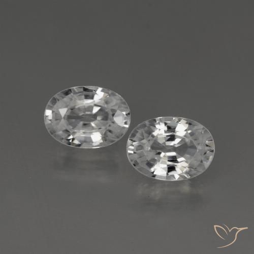 2.44 ct White Zircon, 7.1 x 5.1 mm Oval Cut From Cambodia, Photo A