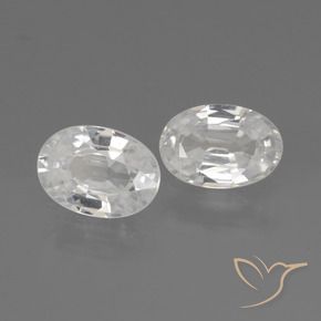 2.33 ctw White Zircon Stones, Natural Zircon in Oval Facet Shape for Sale