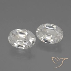 2.41 ctw White Zircon Stones, Natural Zircon in Oval Facet Shape for Sale