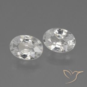 2.20 ctw White Zircon Stones, Natural Zircon in Oval Facet Shape for Sale