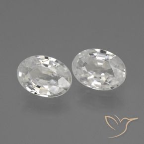 2.25 ctw White Zircon Stones, Natural Zircon in Oval Facet Shape for Sale
