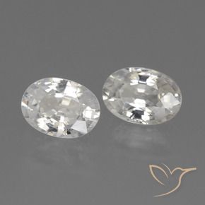 2.50 ctw White Zircon Stones, Natural Zircon in Oval Facet Shape for Sale