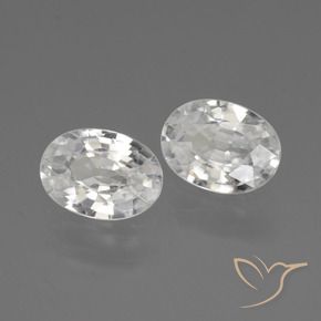 2.17 ctw White Zircon Stones, Natural Zircon in Oval Facet Shape for Sale