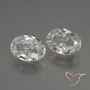 2.55 ctw White Zircon Stones, Natural Zircon in Oval Facet Shape for Sale