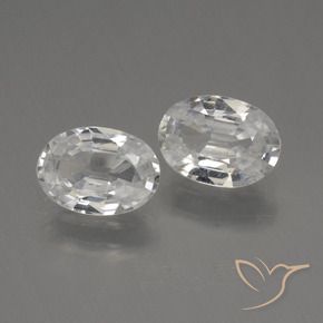 2.20 ctw White Zircon Stones, Natural Zircon in Oval Facet Shape for Sale