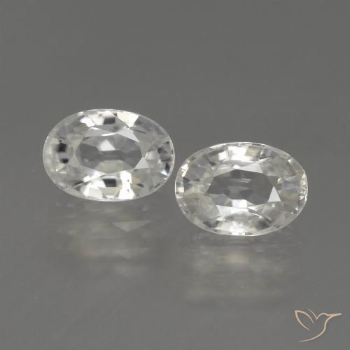 2.49 ct White Zircon, 6.8 x 4.9 mm Oval Cut From Cambodia, Photo A