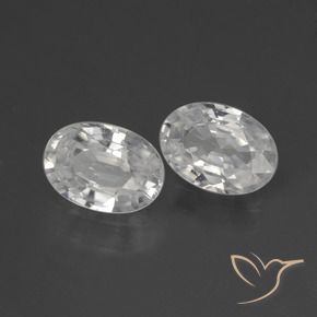 2.27 ctw White Zircon Stones, Natural Zircon in Oval Facet Shape for Sale