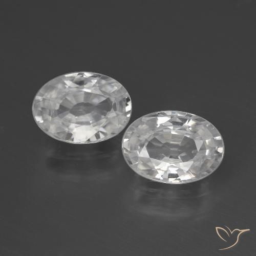 2.39 ct White Zircon, 7.1 x 5.1 mm Oval Cut From Cambodia, Photo A