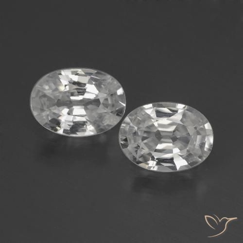 2.09 ct White Zircon, 6.9 x 5.1 mm Oval Cut From Cambodia, Photo A
