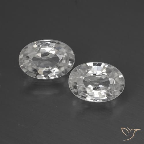 2.25 ct White Zircon, 7.1 x 5 mm Oval Cut From Cambodia, Photo A