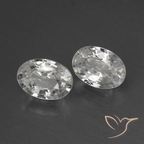2.25 ctw White Zircon Stones, Natural Zircon in Oval Facet Shape for Sale