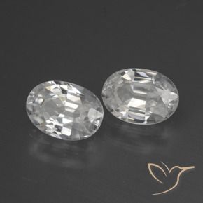 2.39 ctw White Zircon Stones, Natural Zircon in Oval Facet Shape for Sale