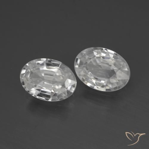2.19 ctw White Zircon Stones, Natural Zircon in Oval Facet Shape for Sale