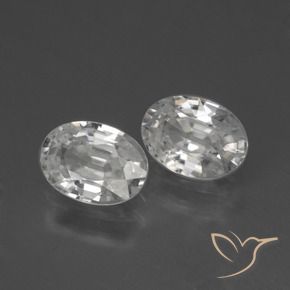 2.35 ctw White Zircon Stones, Natural Zircon in Oval Facet Shape for Sale