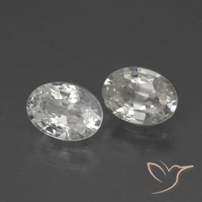 2.27 ctw White Zircon Stones, Natural Zircon in Oval Facet Shape for Sale