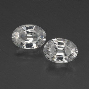2.27 ctw White Zircon Gemstones, Zircon Gems in Oval Facet Shape for Sale.